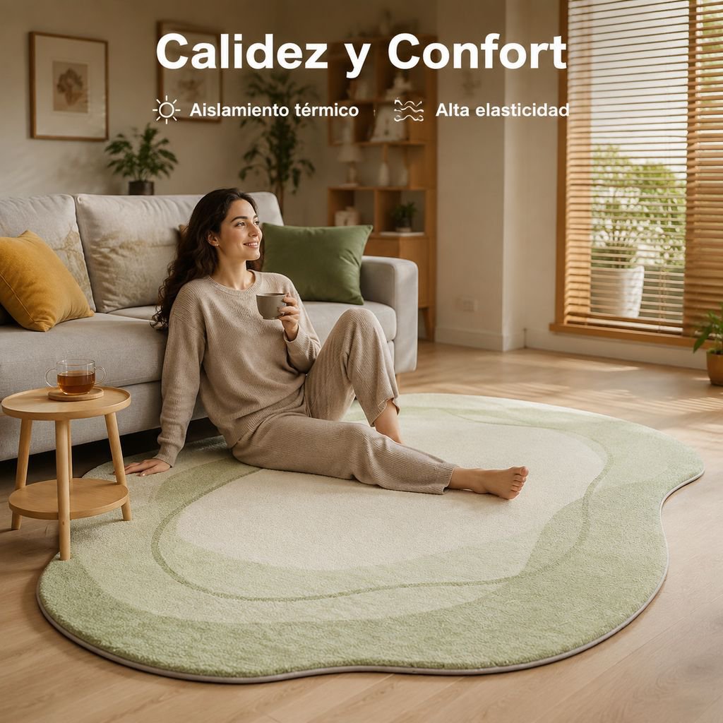 Alfombra de cachemira sencilla color crema para sala de estar/dormitorio, antideslizante y resistent