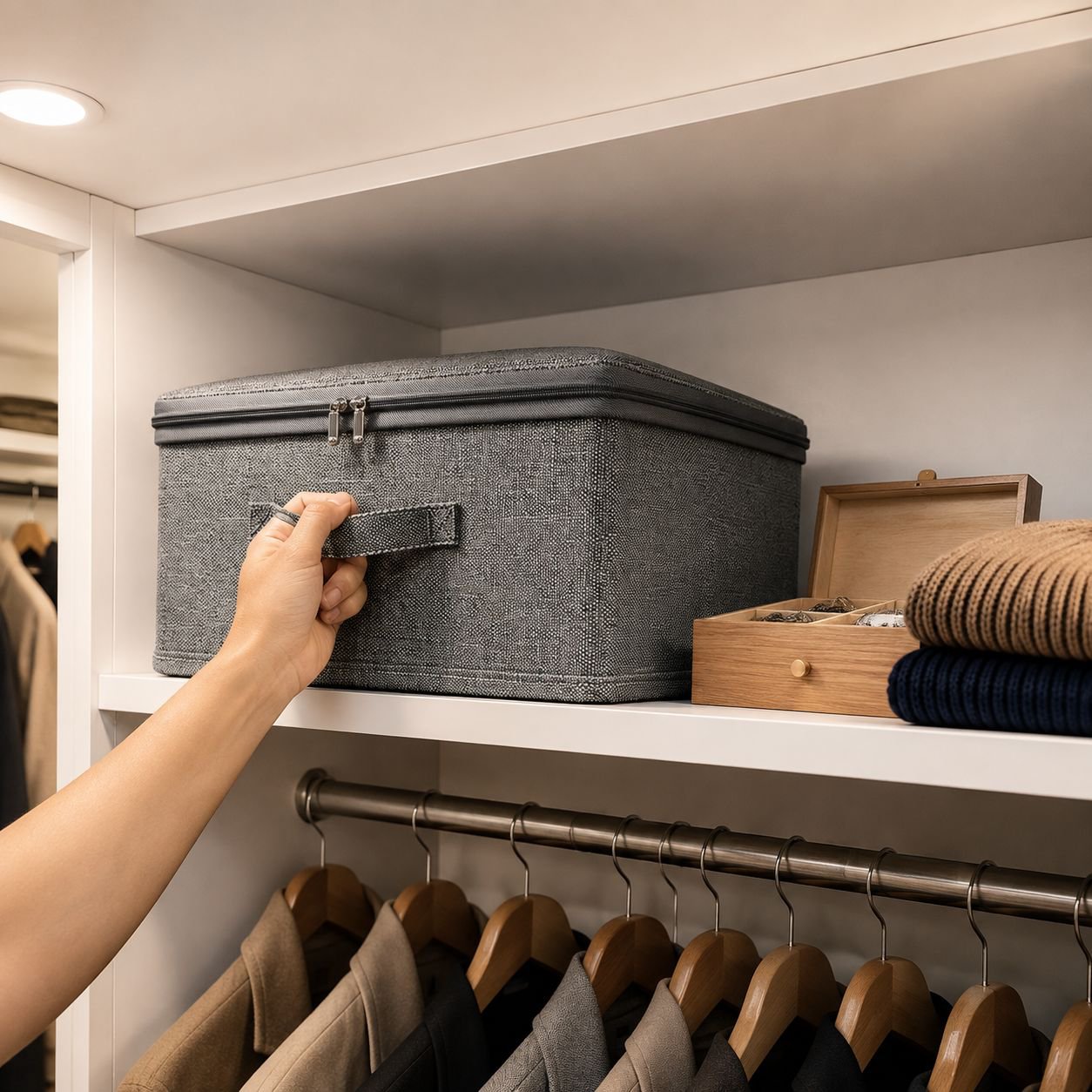 Home Textile Layered Soft Lid Storage Box for Wardrobe Organization