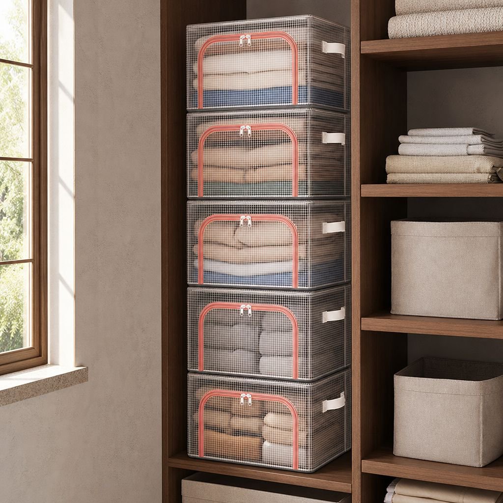Caja organizadora apilable para almacenaje de ropa