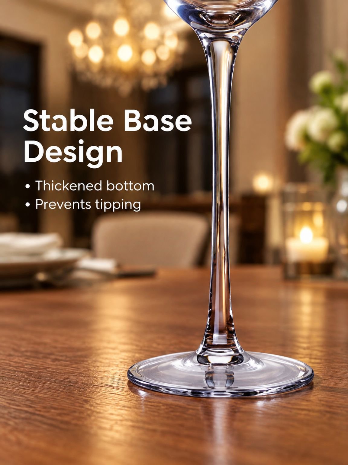 Tall stemmed champagne glasses with sparkling wine