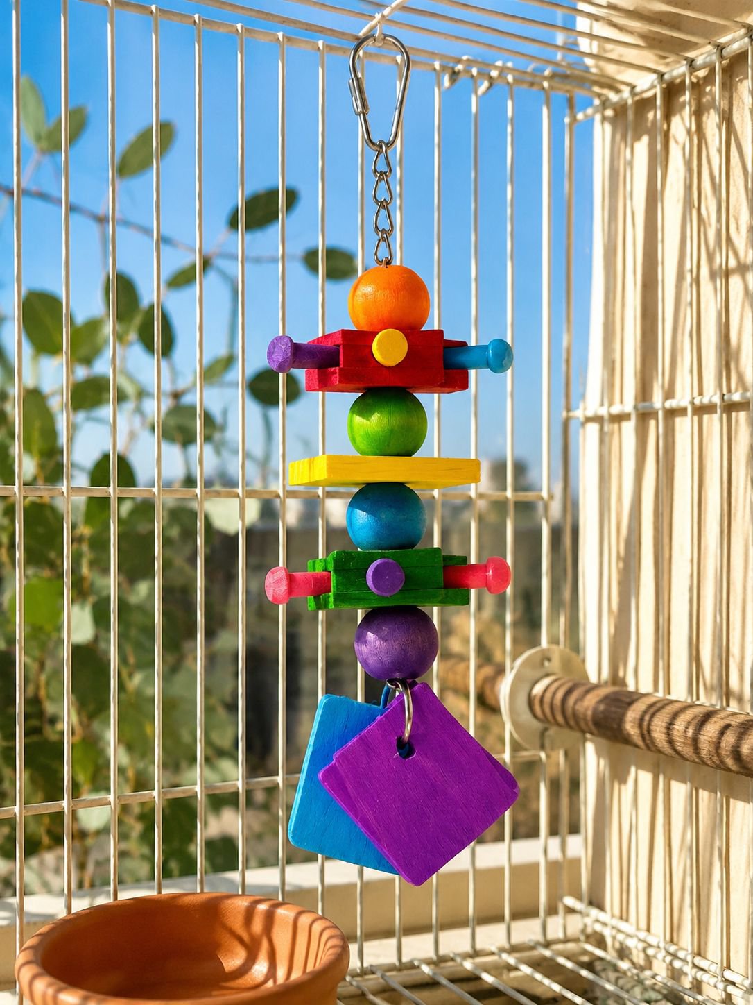 Parrot Colorful Chewing Toy Stand, Cockatiel Tiger Skin Peony Educational Toy, Claw Sharpening and B