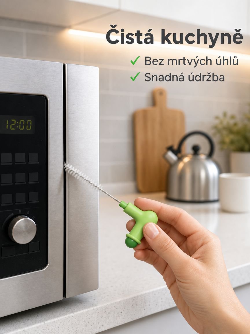 Kreativní čisticí kartáč na mezery ve tvaru hrášku, ohebný