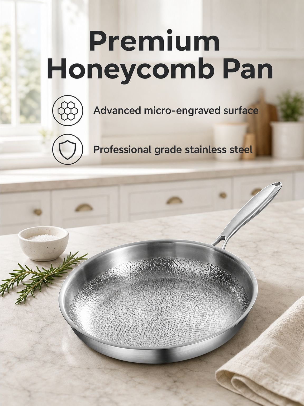 Uncoated Non-Stick Frying Pan