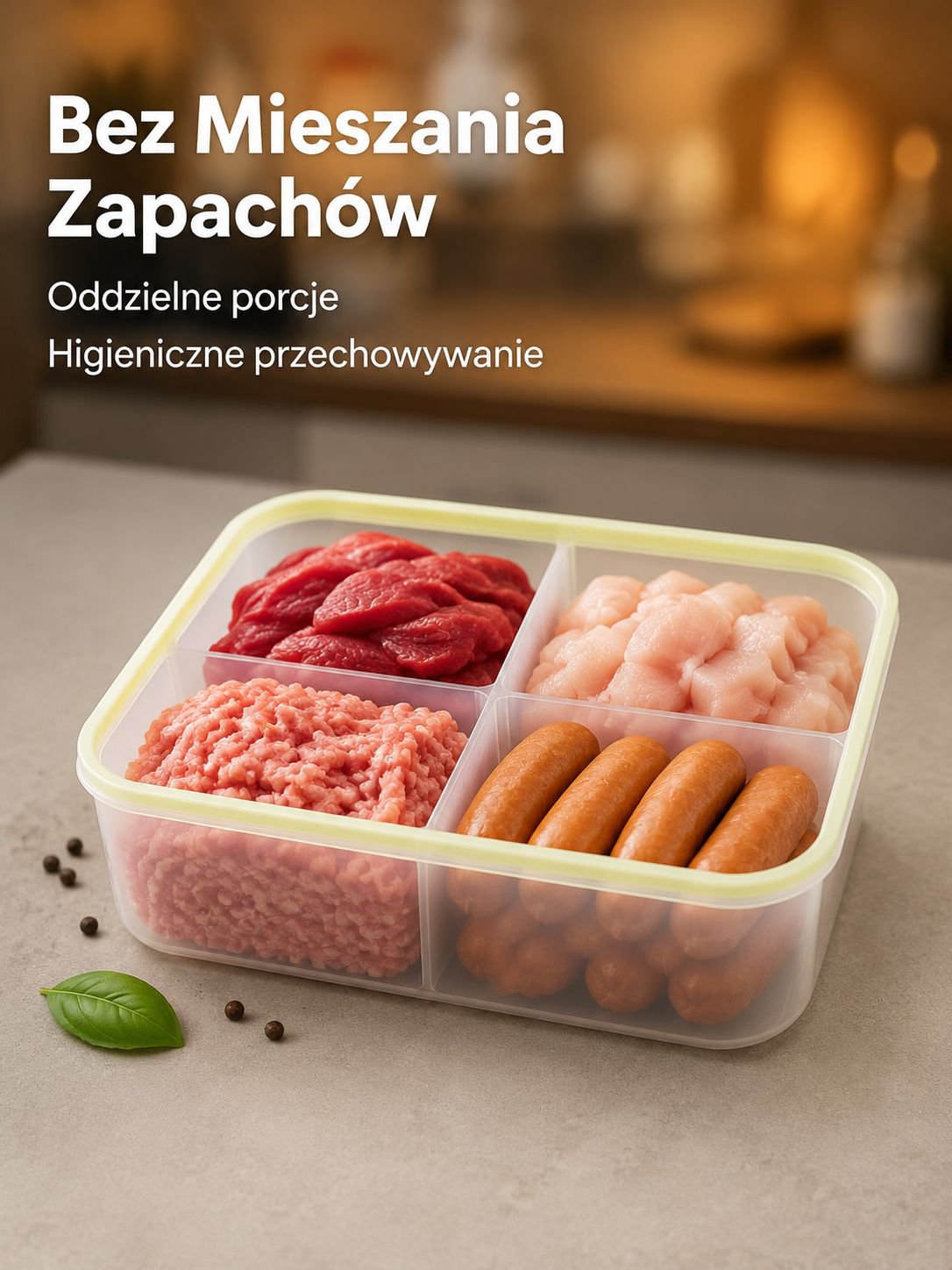 Pudełko z przegródkami do mrożonego mięsa do lodówki