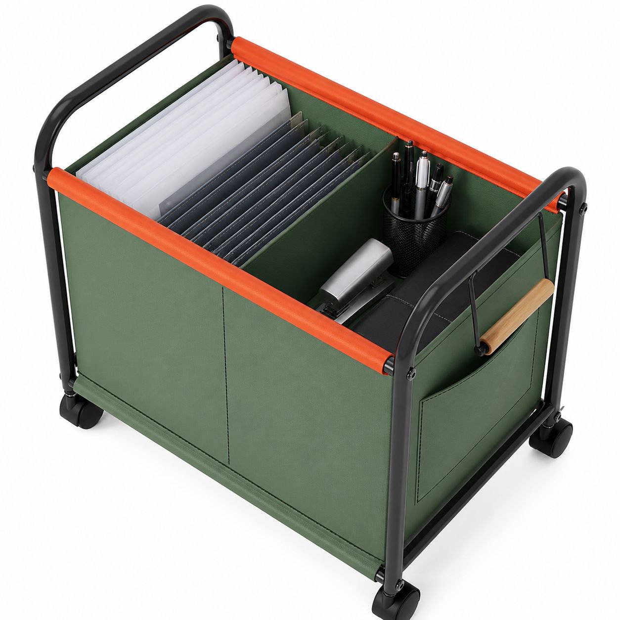 Sturdy metal under-desk storage rack for office supplies