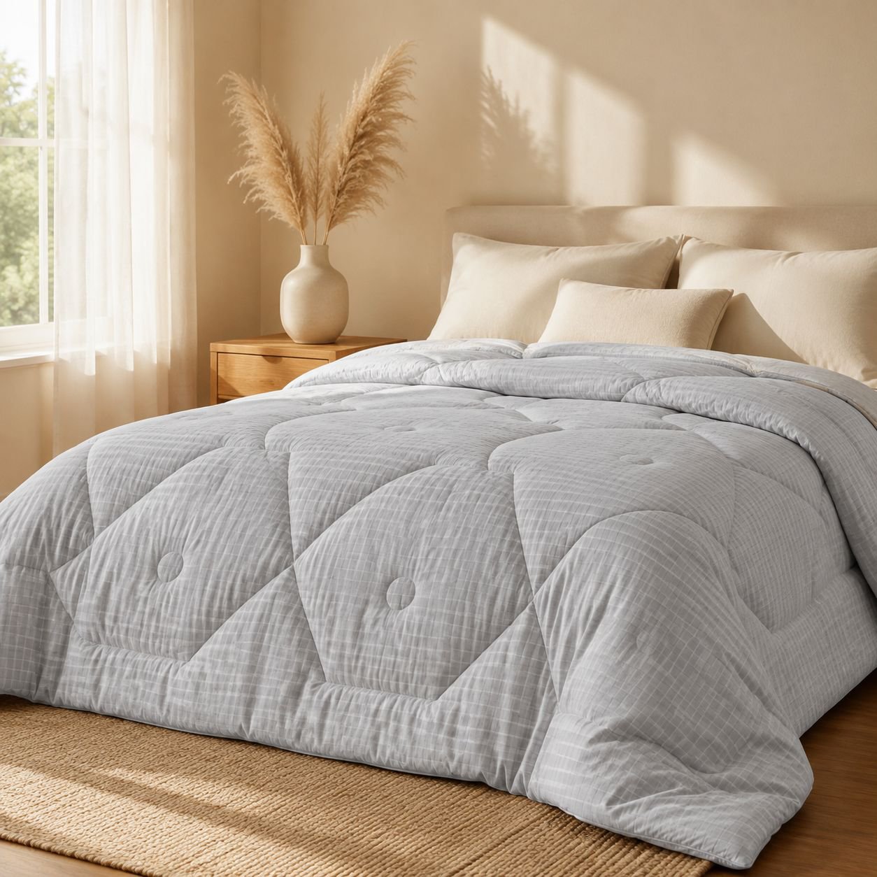 Upgraded Cotton Dobby Soybean Winter Quilt on bed