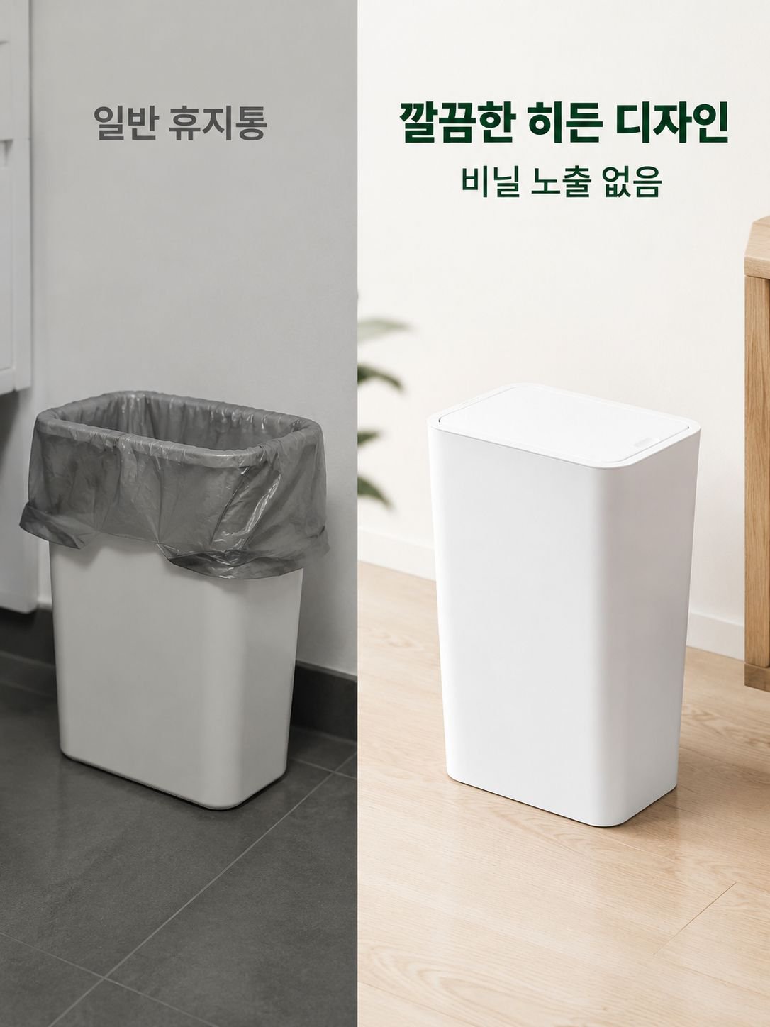 거실 슬림 플라스틱 쓰레기통