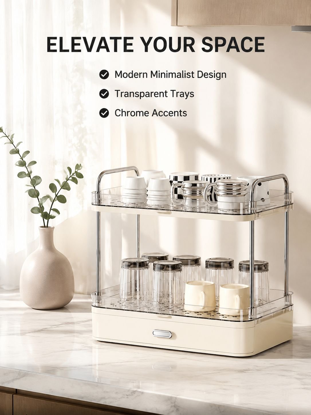 Multifunctional cup tray storage rack