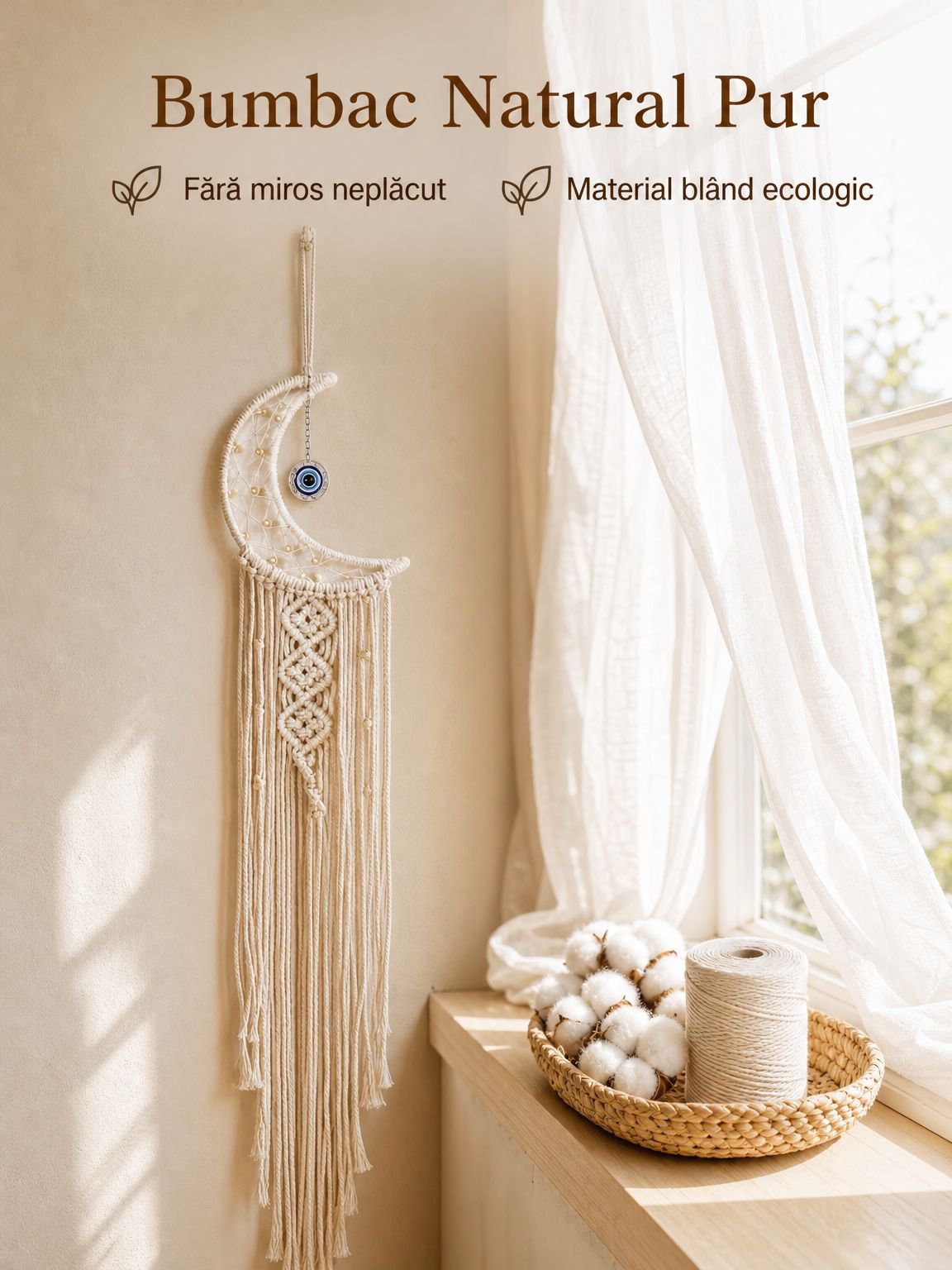 Frânghie din bumbac împletită manual