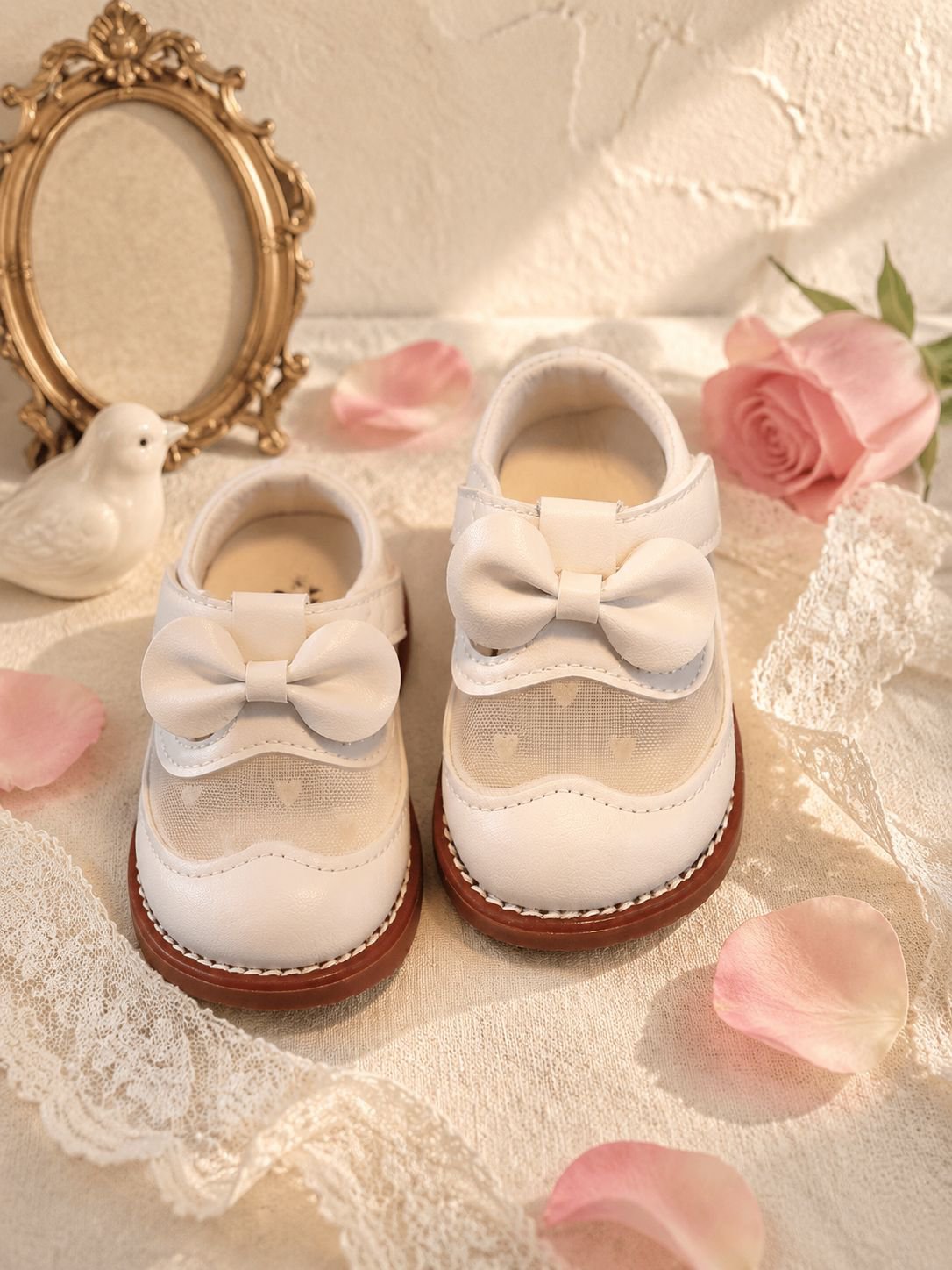 Zapatos de suela blanda y transpirables para bebé estilo princesa