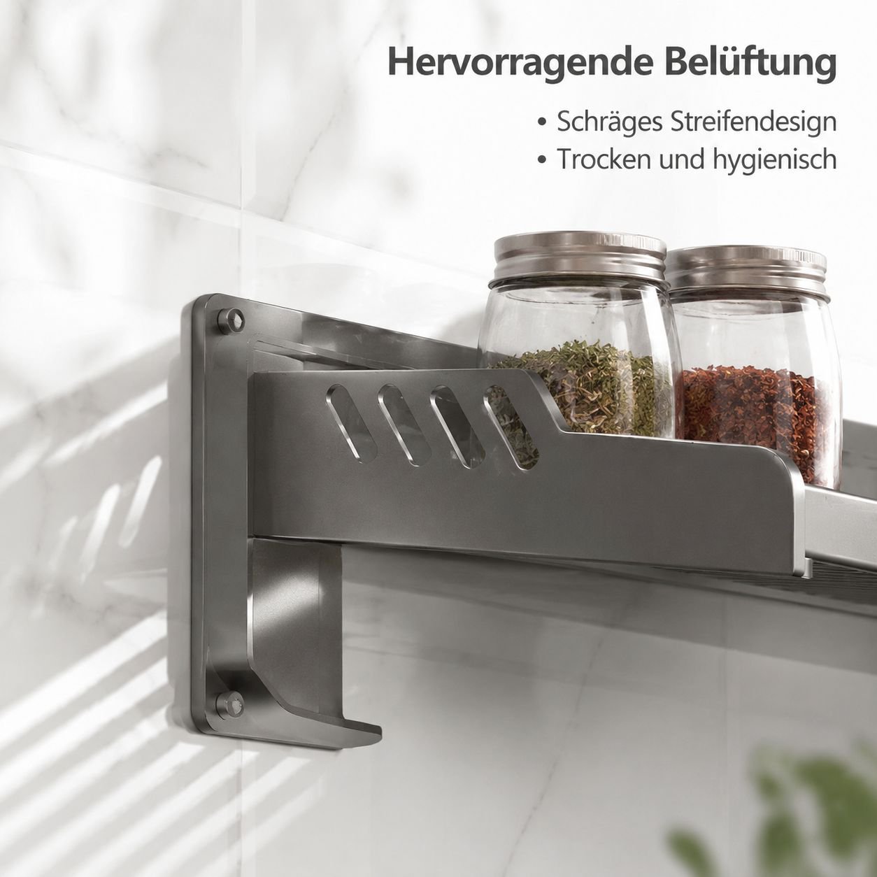 Hängendes Küchenregal für Gewürze – Bohrenfreie Montage