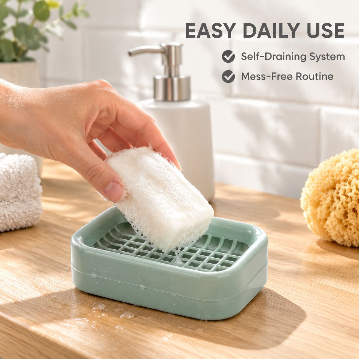 Modern laundry soap storage box with water separation drainage tray