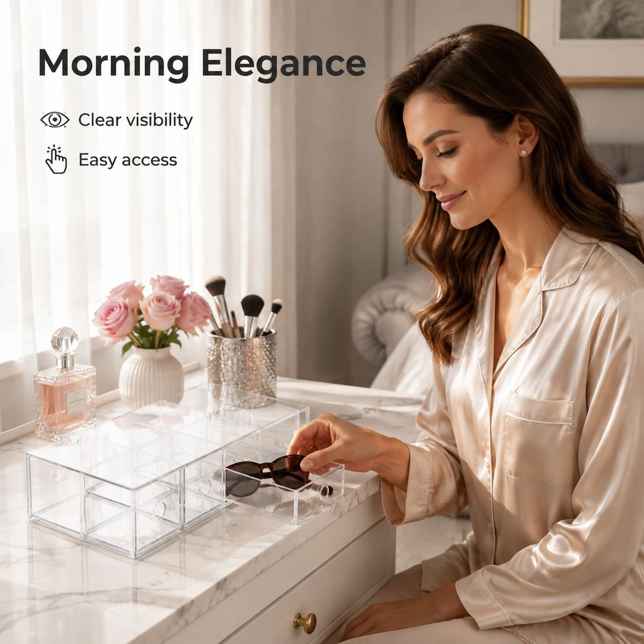 Multi-functional Drawer Glasses Box Transparent Myopia Glasses Storage Display Desktop Organizer