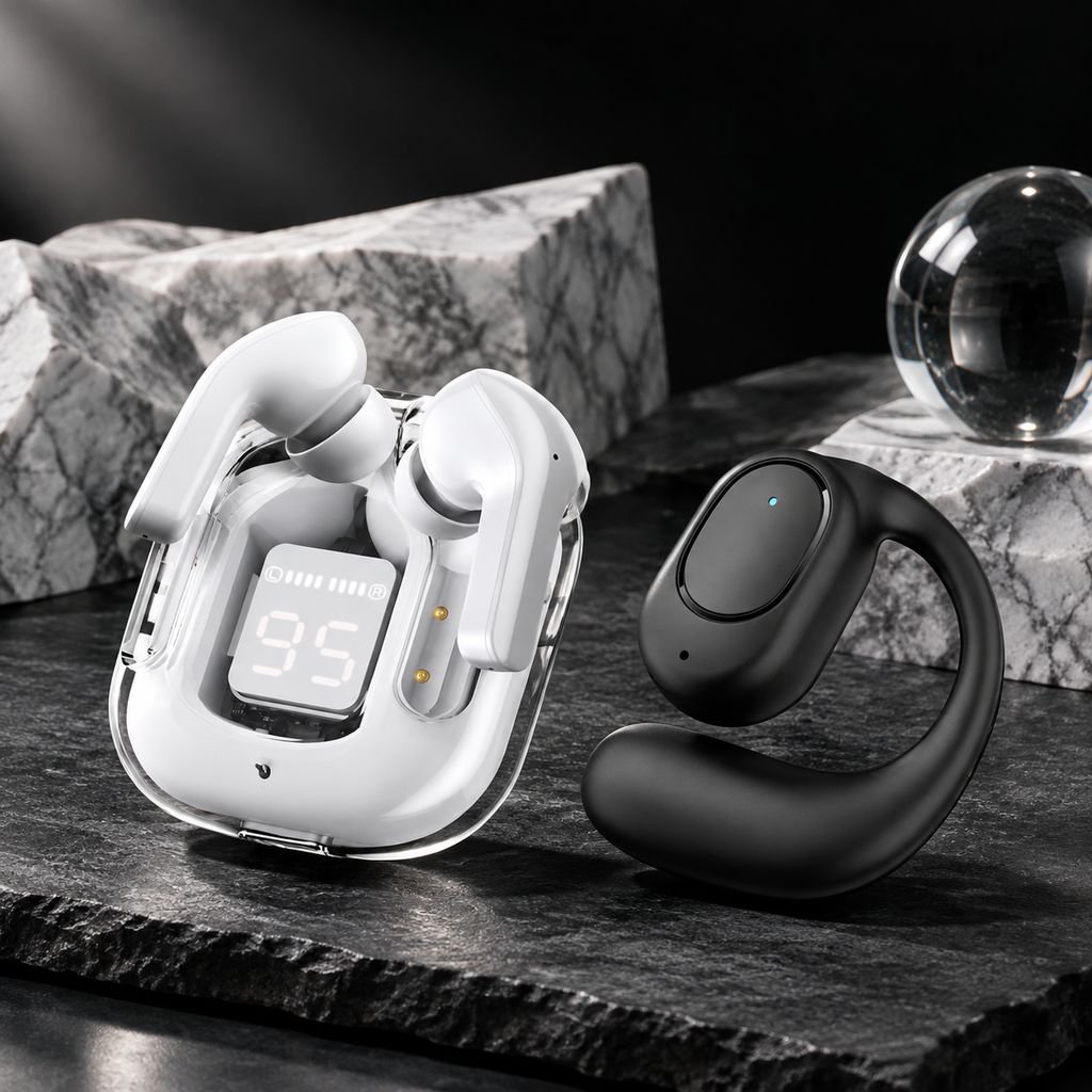 Vysoce kvalitní sportovní bezdrátová Bluetooth sluchátka do uší s digitálním displejem