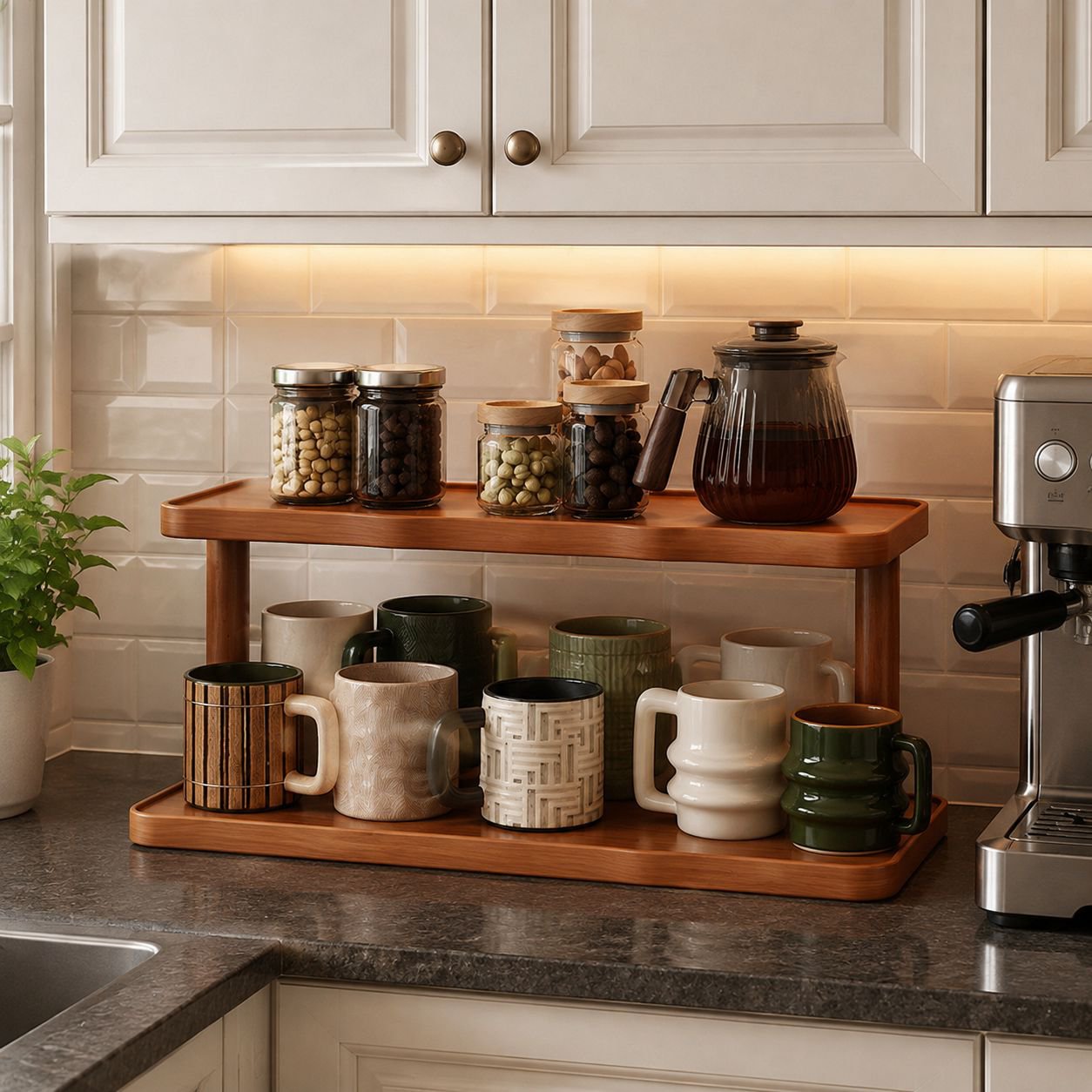 Eco-friendly Multi-tier Cup Storage Rack for Desk