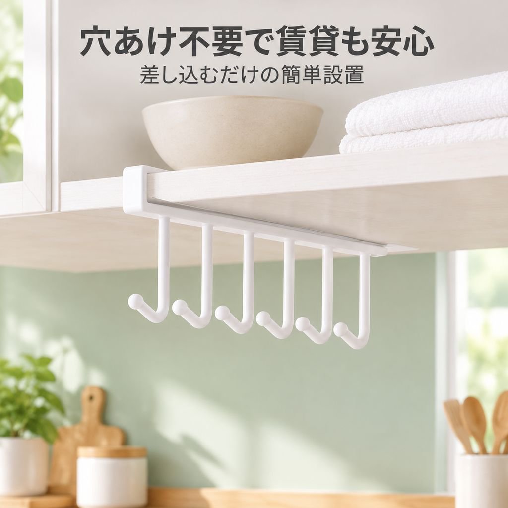 穴開け不要吊り下げキャビネットレールフック収納ラック