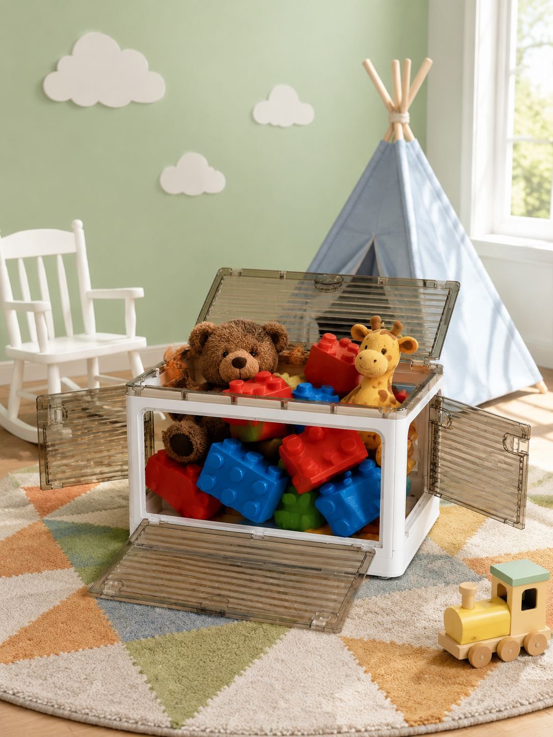 Space-saving foldable storage box for home organization