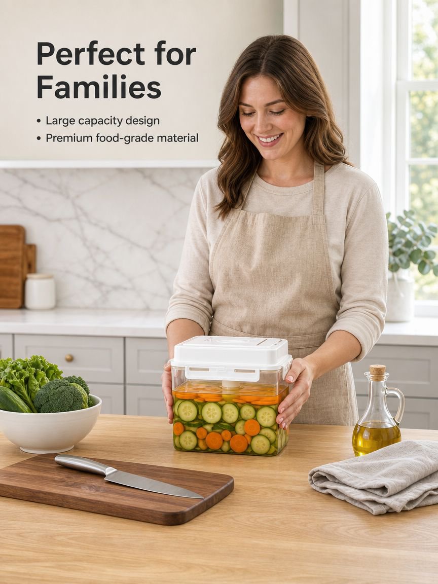 Food-Grade Press-Type Pickling Jar, Large-Capacity Kitchen Storage Container