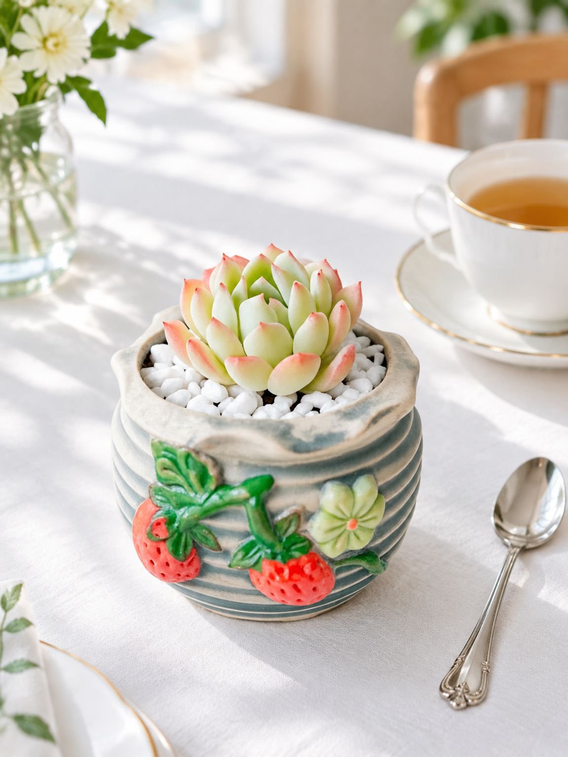Petit pot pour plantes avec finition en céramique élégante