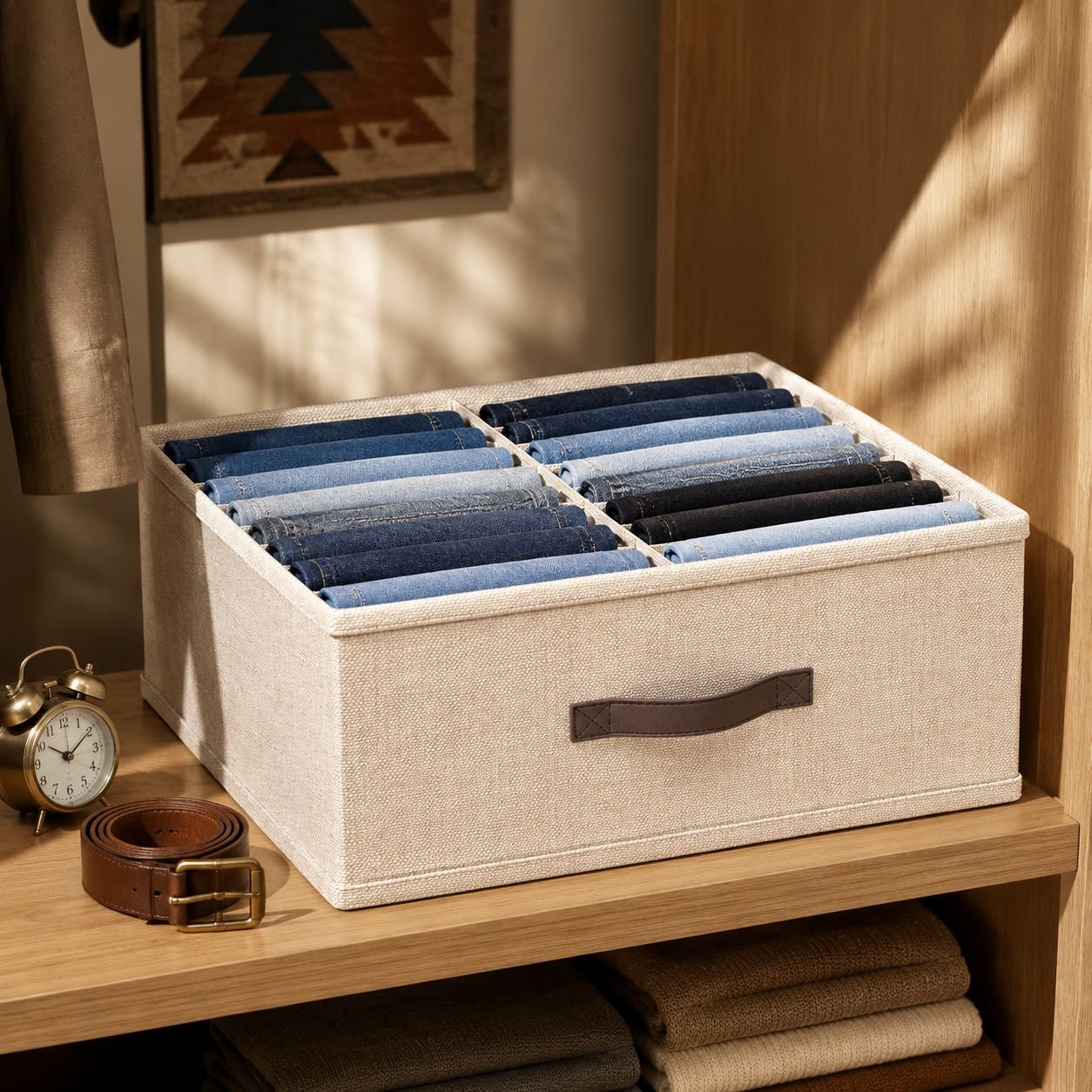Organizador de ropa y pantalones con dos compartimentos