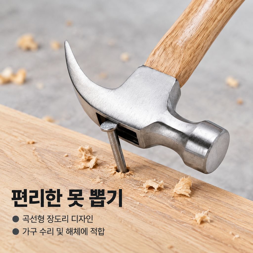 탄소강 미니 장도리 목재핸들 못뽑이 목공용 쇠망치 일체형 가정용