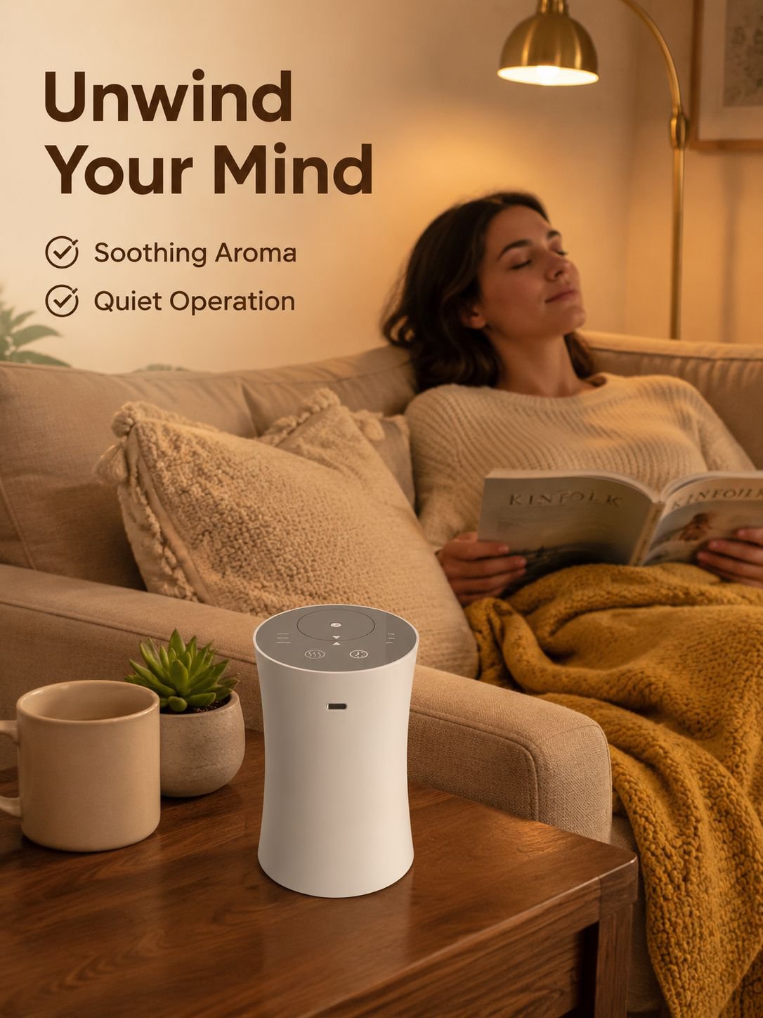 Smart Wood Grain Aroma Diffuser, Waterless Essential Oil Diffuser