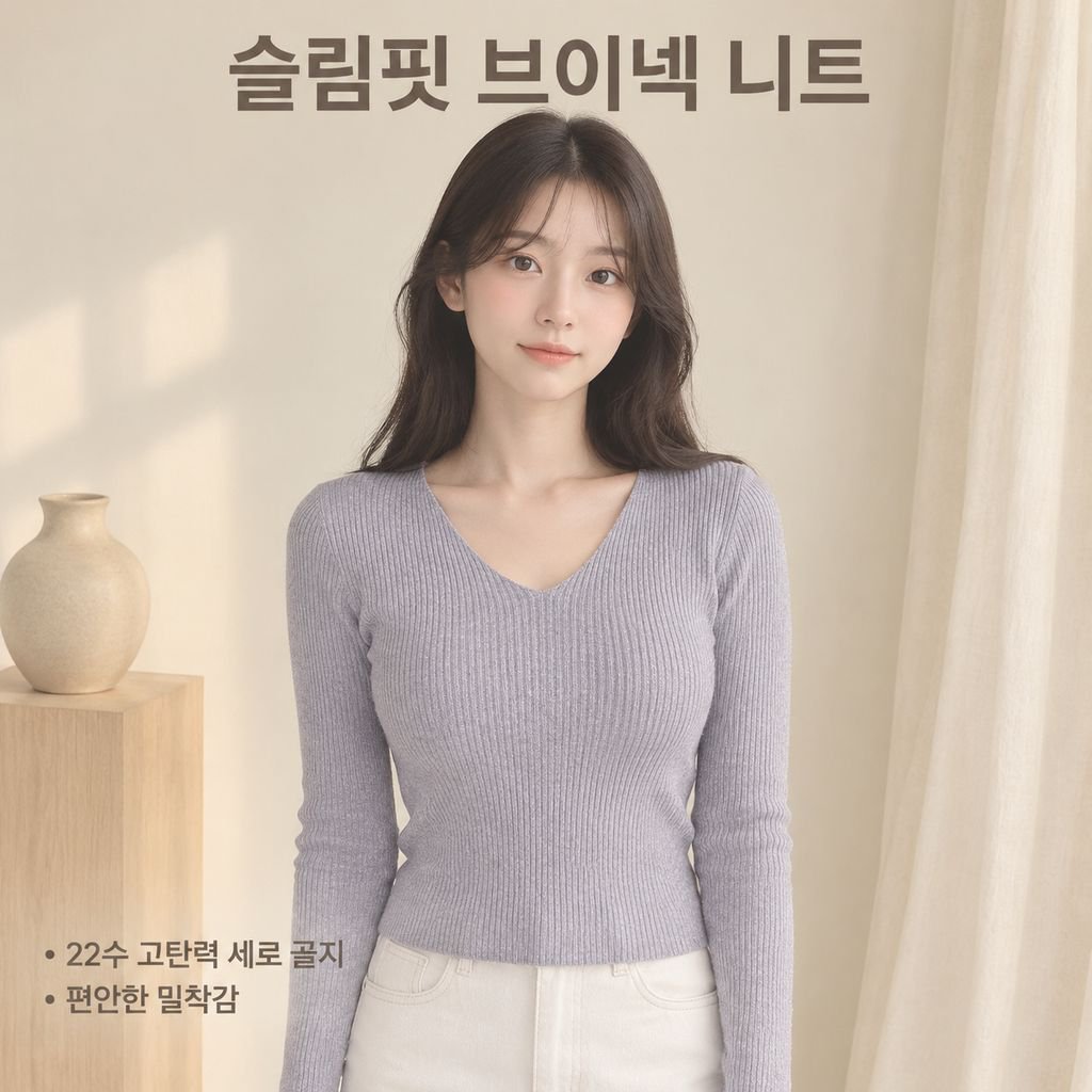 여성용 솔리드 컬러 슬림핏 V넥 풀오버 스웨터