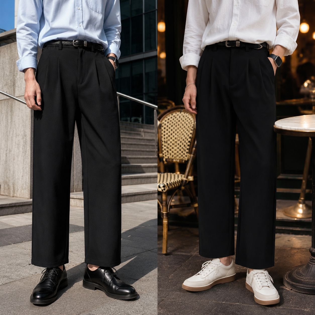Pantalon ample antirides et fluide pour homme, style casual, longueur cheville, marque tendance