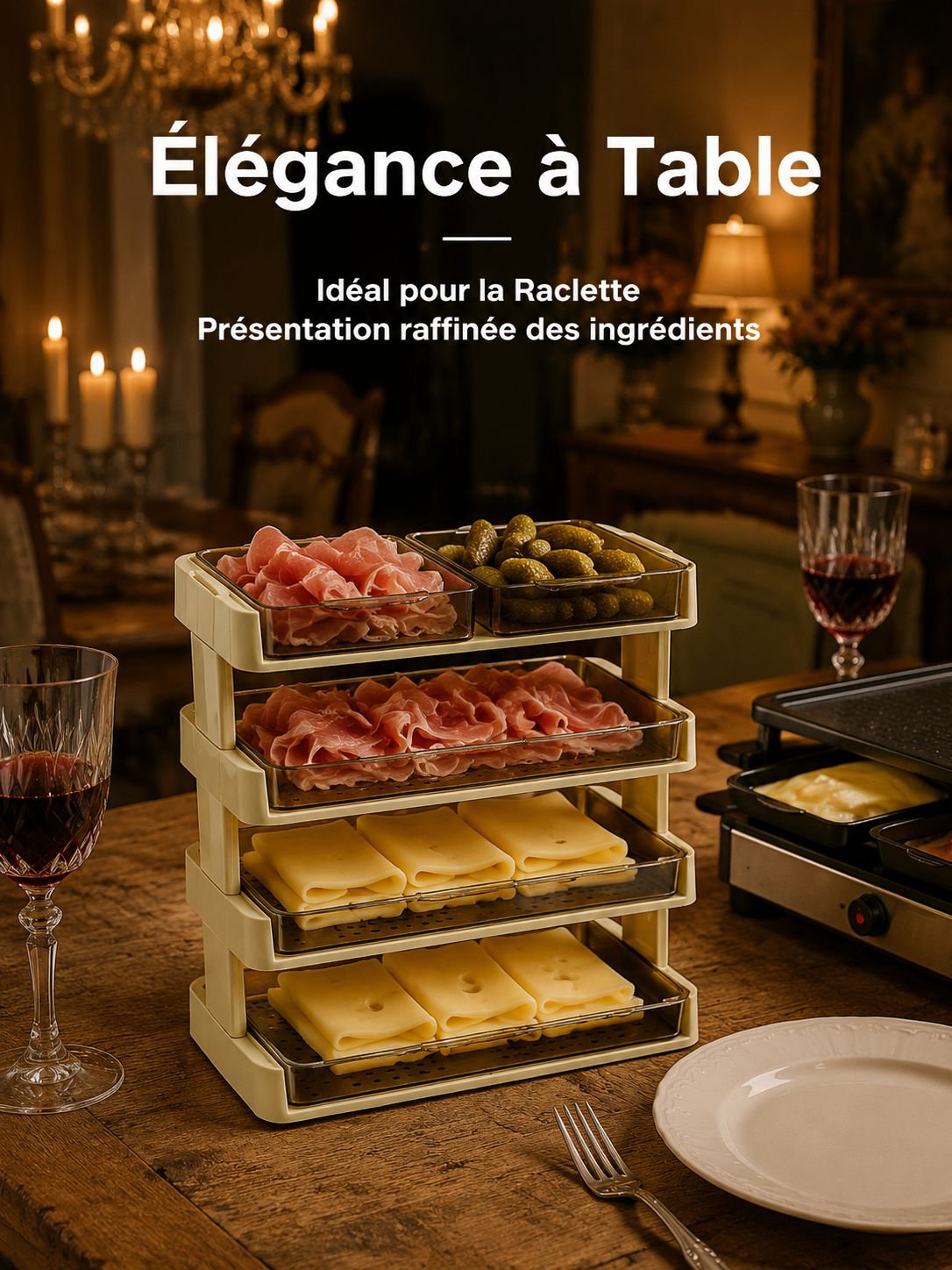 Rangement à étages pour organiser les produits de cuisine