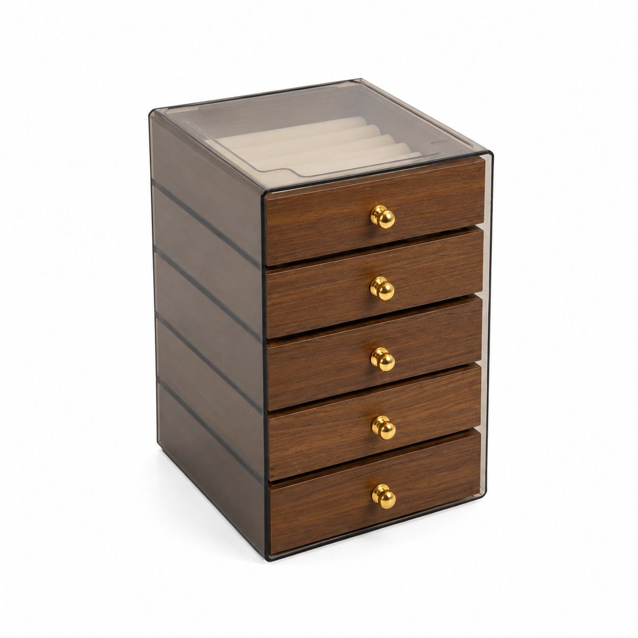 Multifunctional Walnut Jewelry Box for Various Accessories, Elegant and Practical