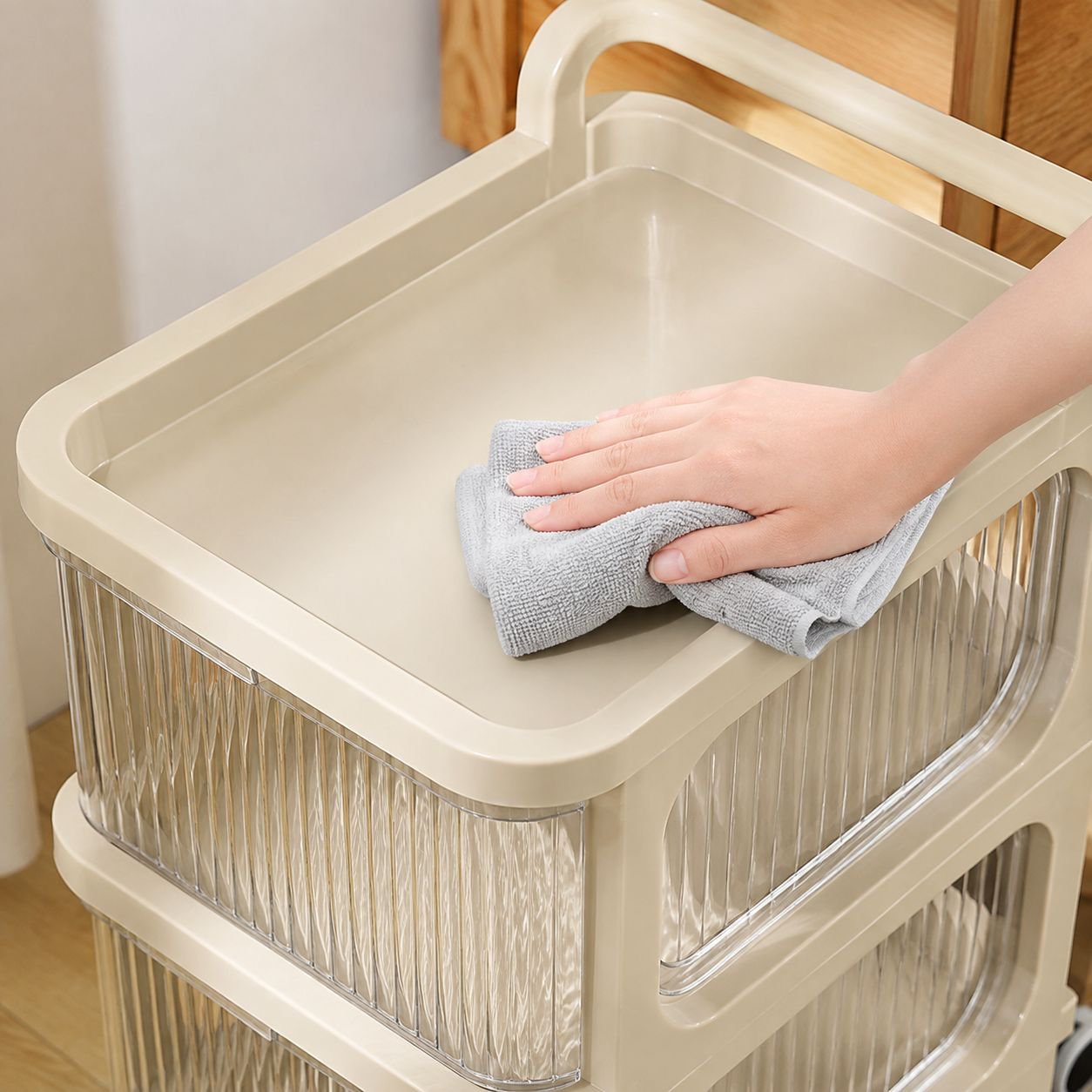 Carro organizador de plástico resistente para hogar