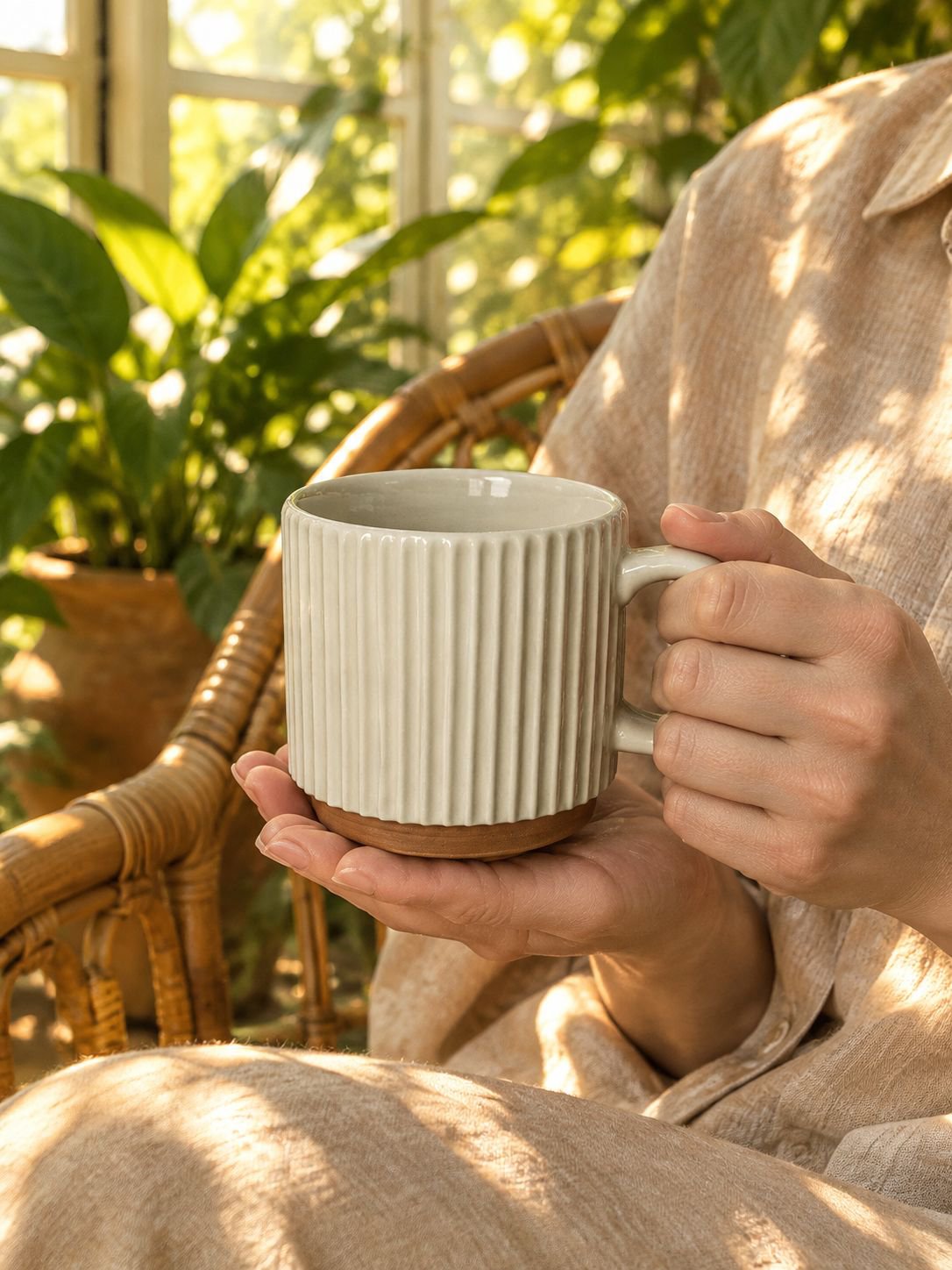Taza de café latte con diseño retro y elegante