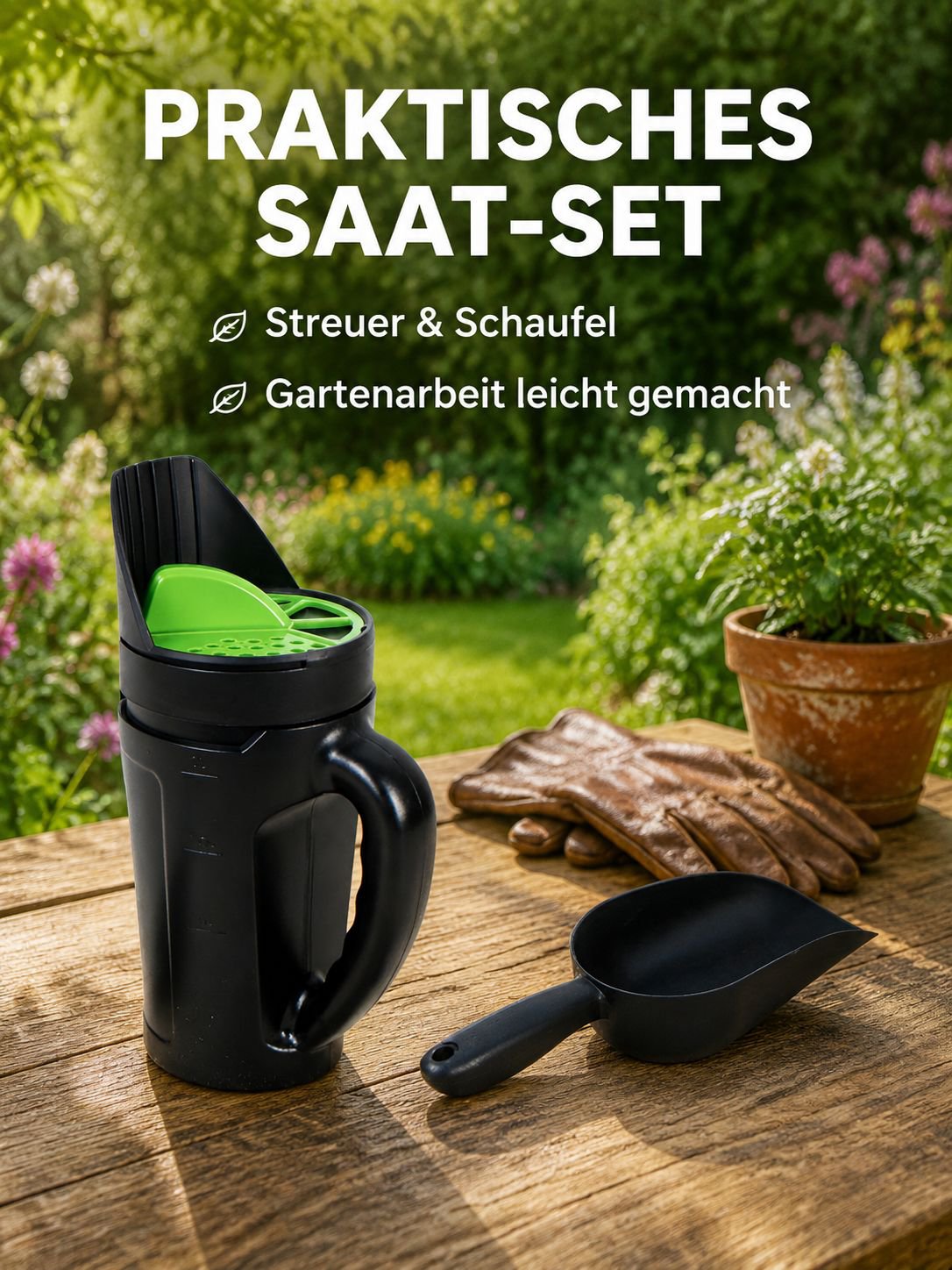 Garten Rasen Gemüse Saatgut Sämaschine Aussaattopf 2,5L Aussaattopf + Aussaatschaufel Gartenarbeit L