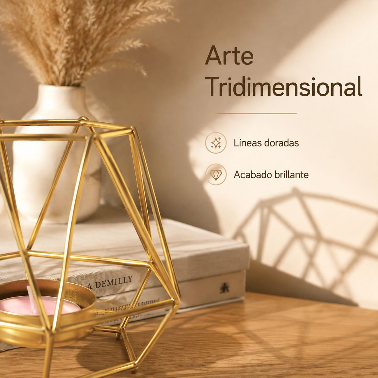 Candelabro geométrico de hierro dorado para aromaterapia y decoración creativa
