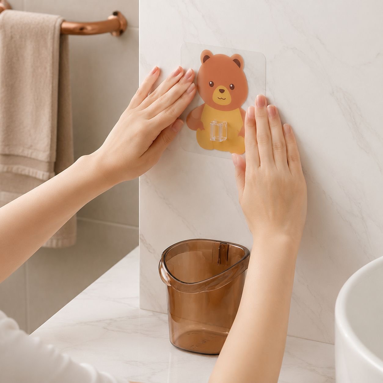 Étagère murale de salle de bain sans perçage pour brosses à dents et rangement