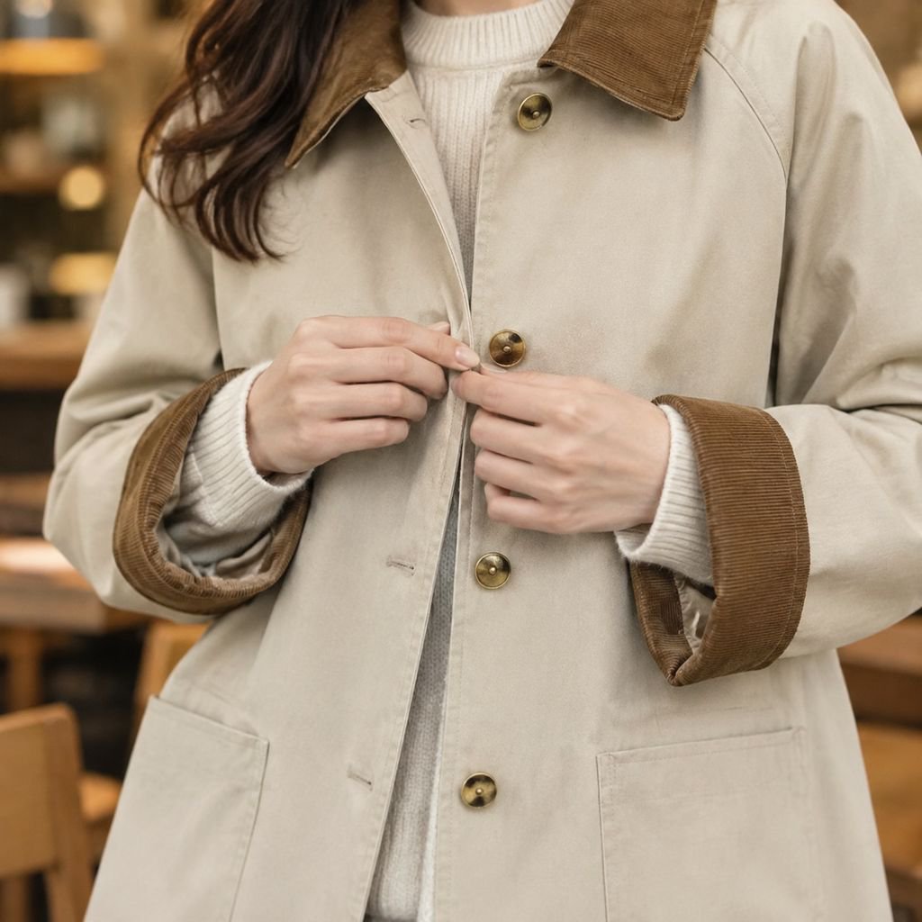 Elegant khaki jacket for women Japanese style