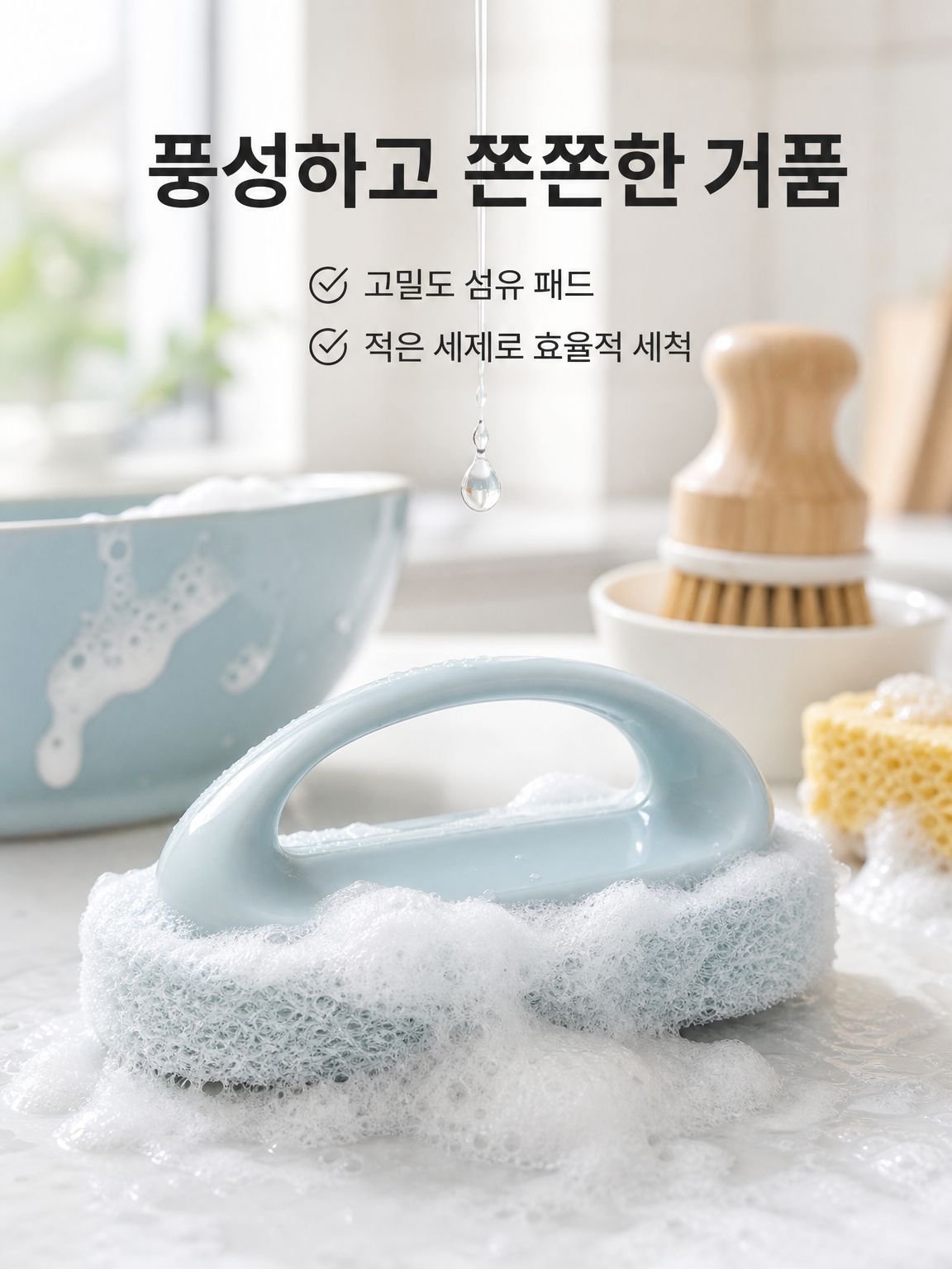 강력 오염 제거 설거지 브러시