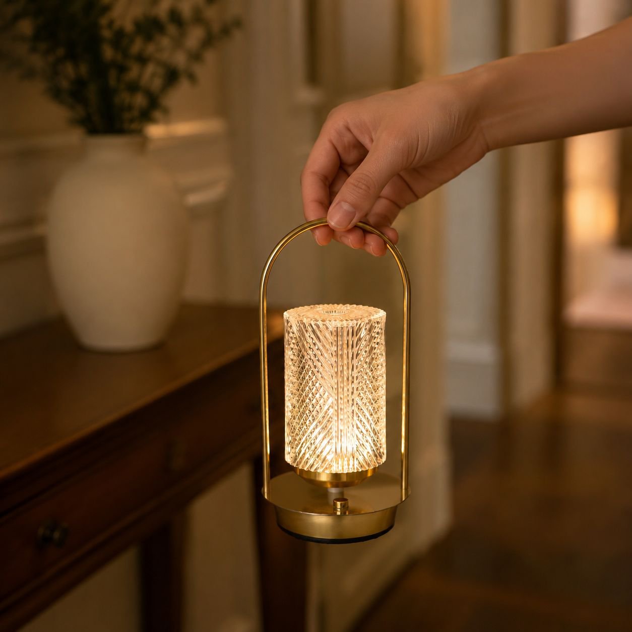 USB Rechargeable Portable Vintage Metal Night Light Bedside Ambient Lamp Set