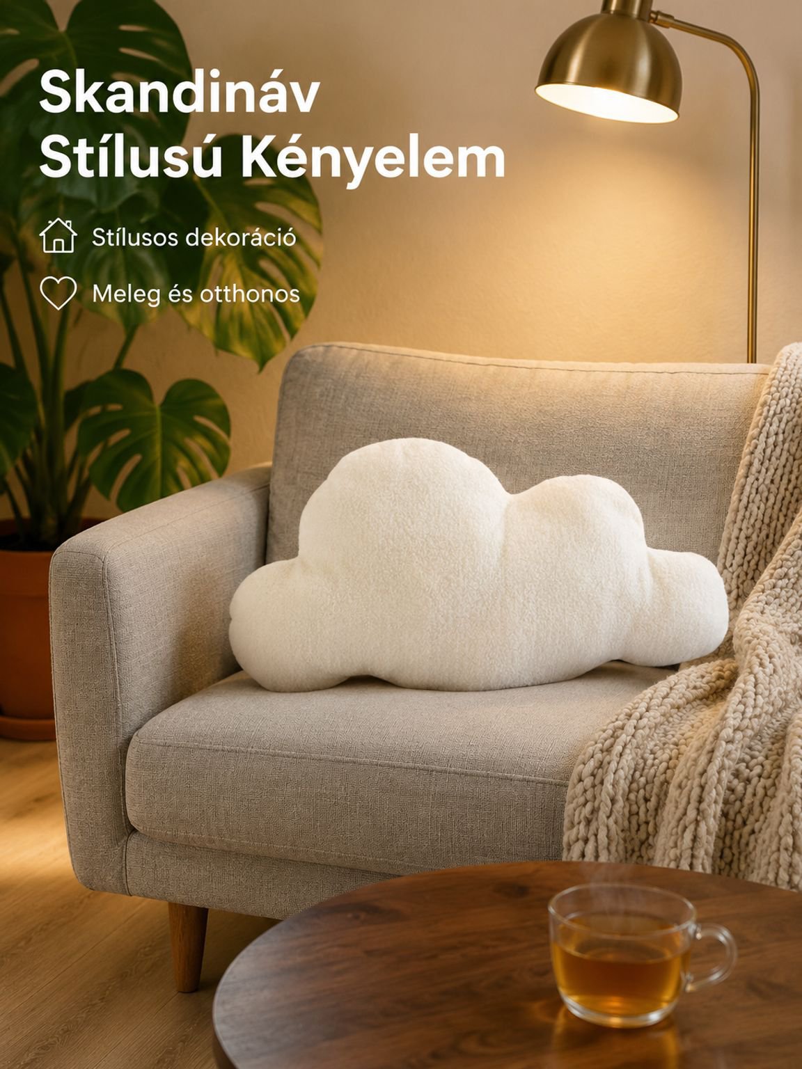 Skandináv stílusú egyszerű felhő díszpárna