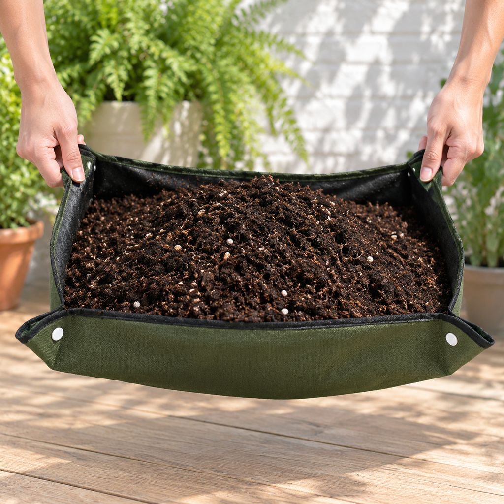 Gardening Soil Change Mat made of Oxford cloth for mess-free soil mixing