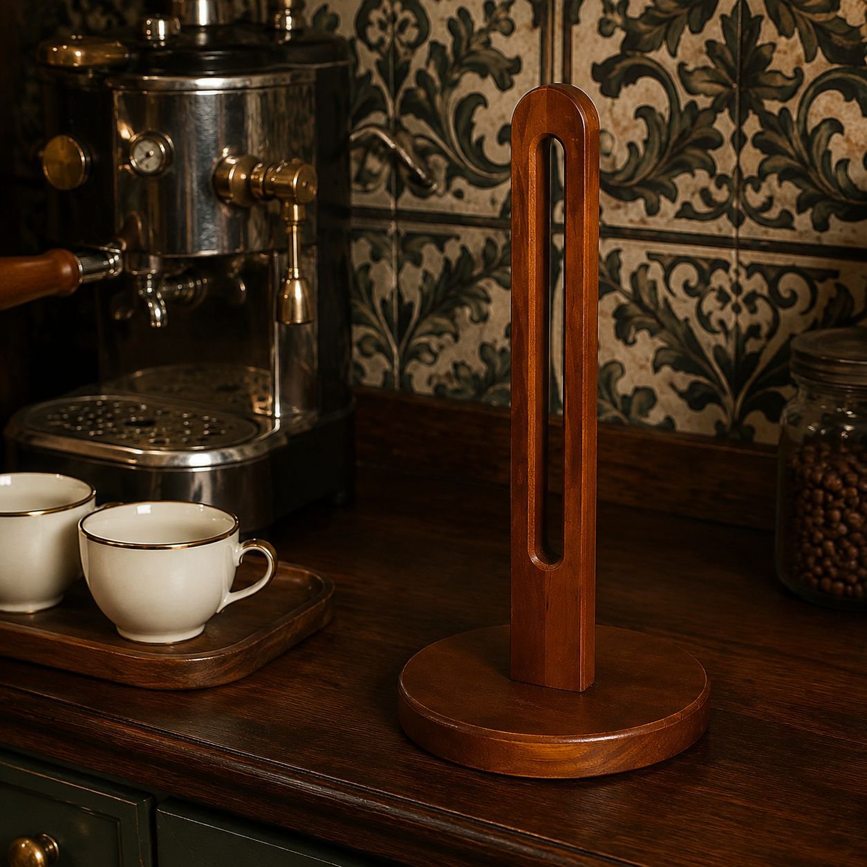 Porte-rouleau de papier en bois pour cuisine sans perçage