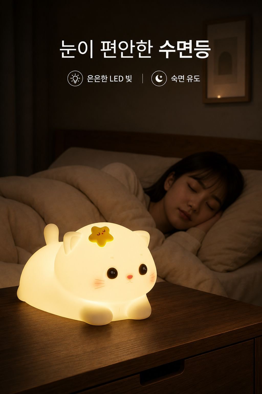 고양이 무드등 귀여운 터치 센서 램프