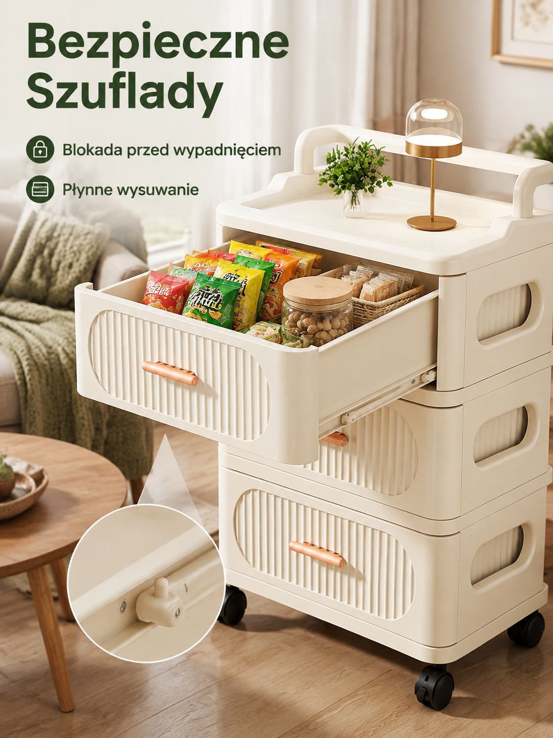 Wielowarstwowy wózek z szufladami do organizacji