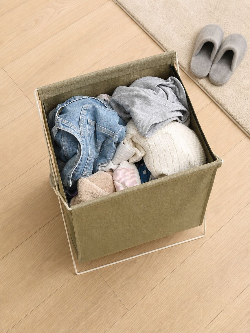 Foldable clothes storage bin for bedroom