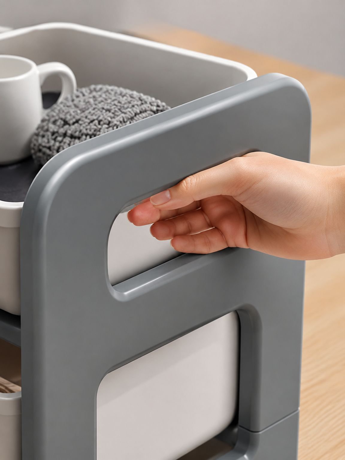 Multifunctioneel opbergrek met wielen voor keuken, kantoor en badkamer