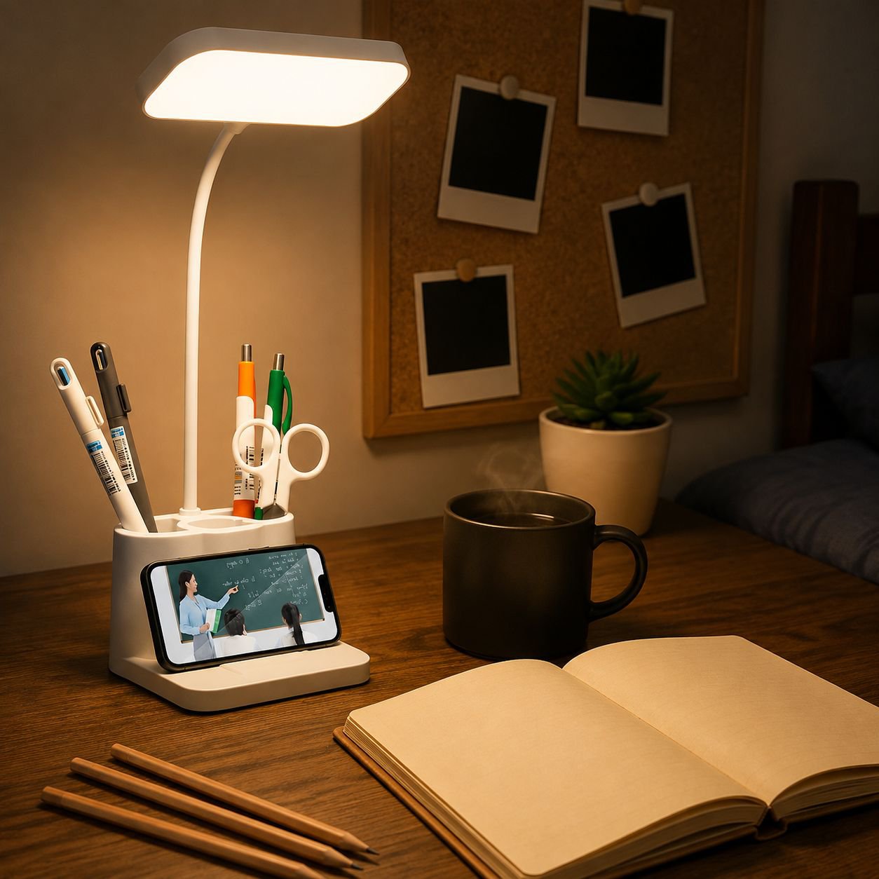 Rechargeable LED desk lamp with eye protection