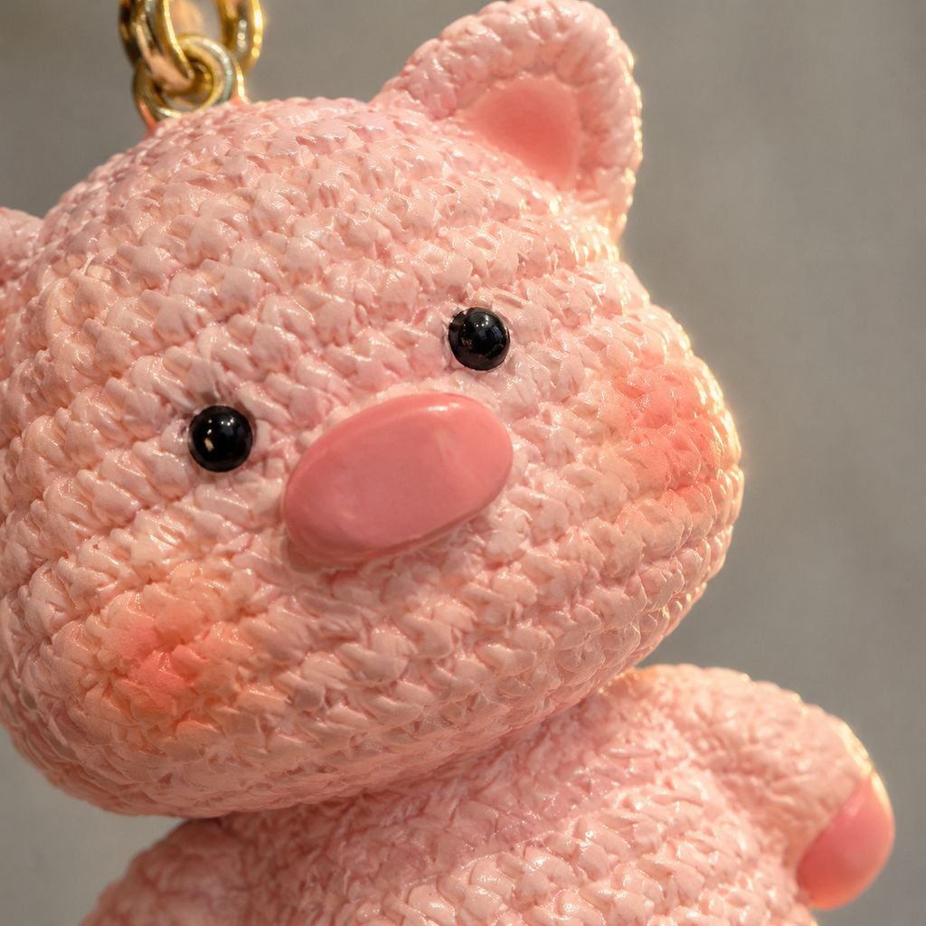 Llavero de cerdito adorable de resina, colgante para coche