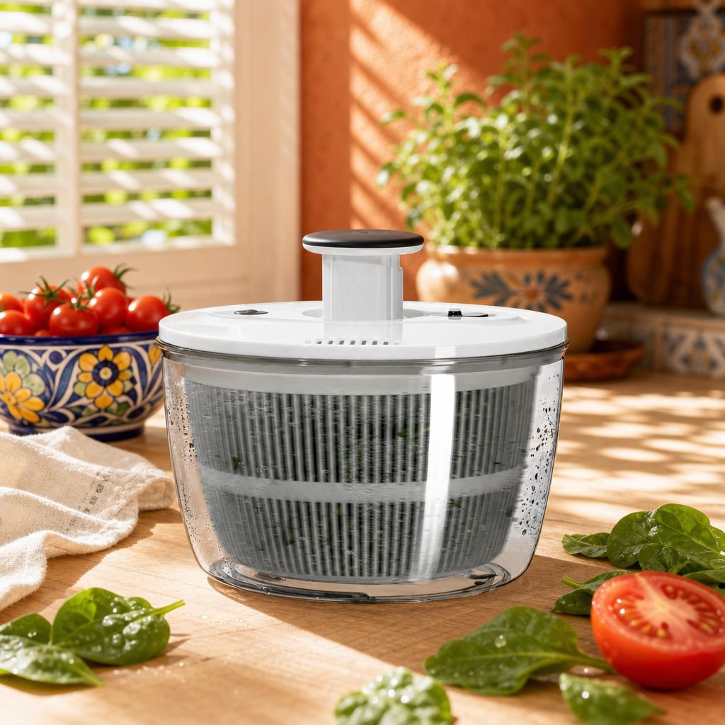 Cesta giratoria manual para escurrir frutas y verduras para el hogar