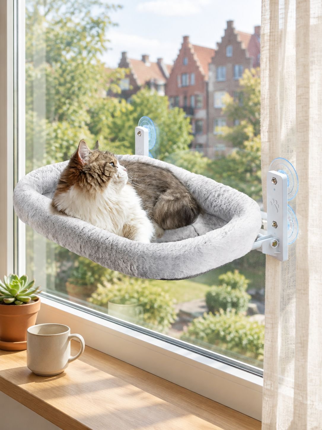 Hamac pour chat à ventouse, lit pour chat à fixer à la fenêtre, ventouse puissante pour une stabilit