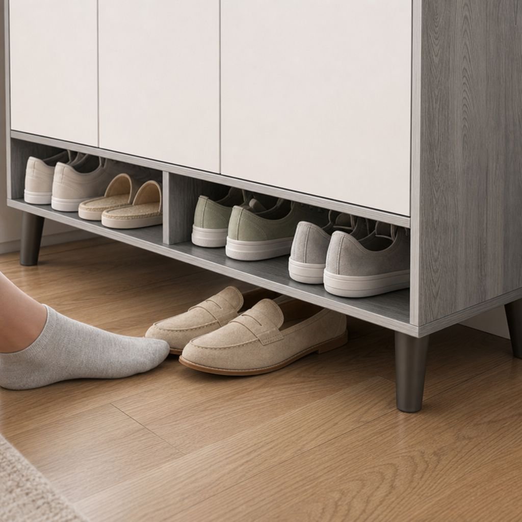 Entryway Multi-Layer Storage Cabinet with Round Corners
